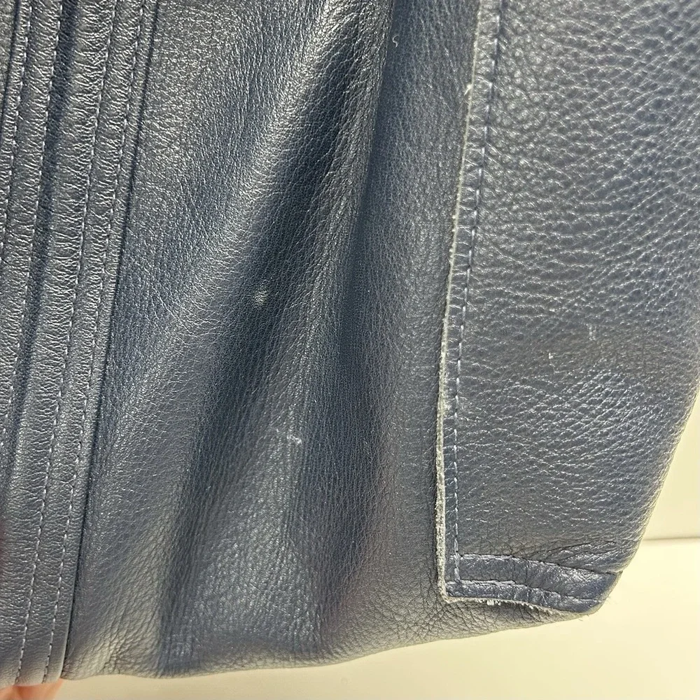 Rough and Tumble Leather Hobo Slouch Tote Bag Blue Pockets Made in Maine - Picture 7 of 16